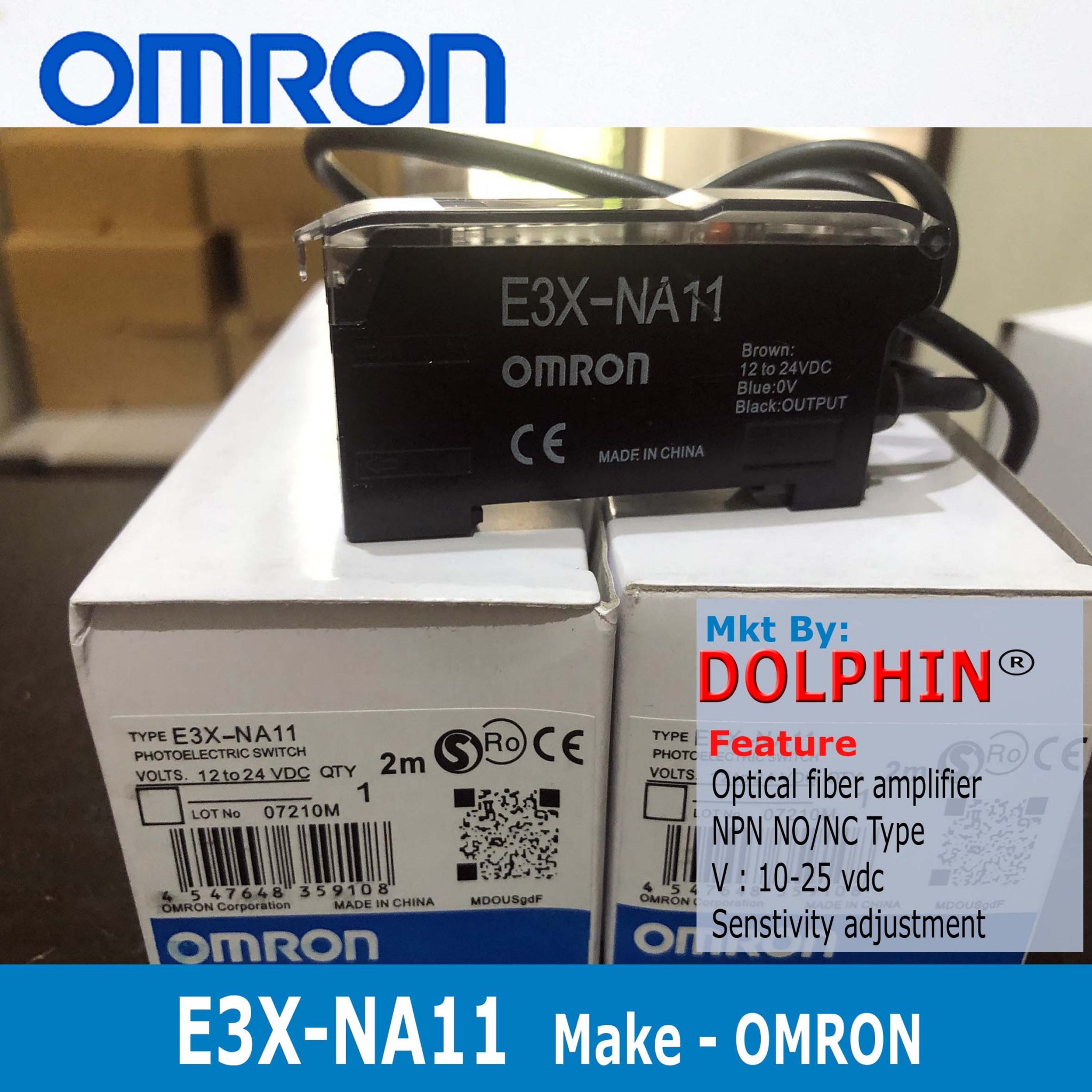 E3x Na11 Omron Fiber Optic Sensor Fiber Amplifier Npn Type