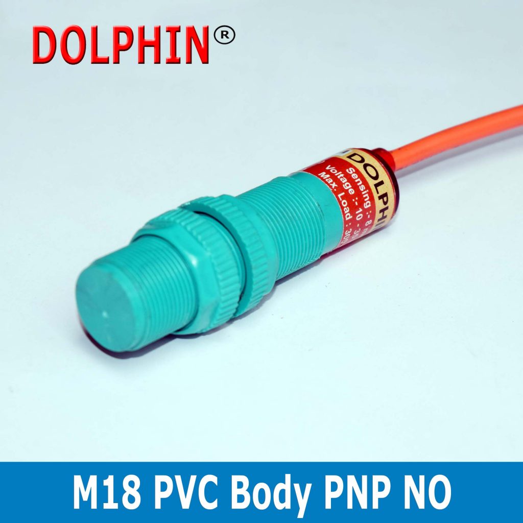 M18 DC Inductive Proximity Switch sn: 8 mm PNP NO PVC Body Make DOLPHIN ...